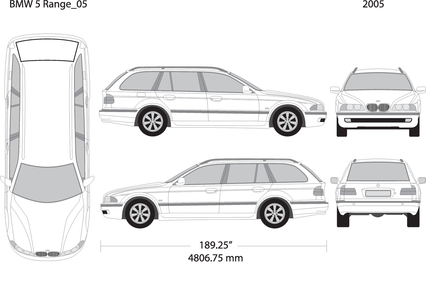 2005 Bmw 5 V05 Vehicle Wrap Template