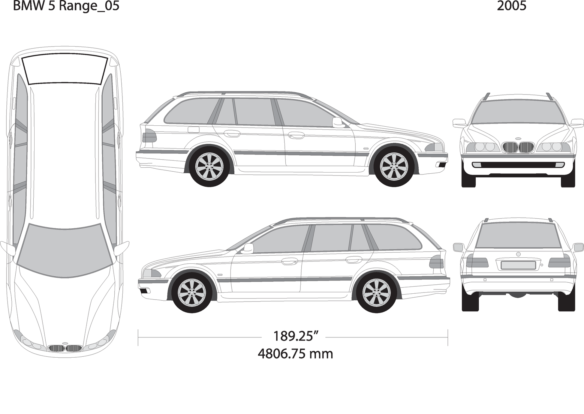 2005 Bmw 5 V05 Vehicle Wrap Template