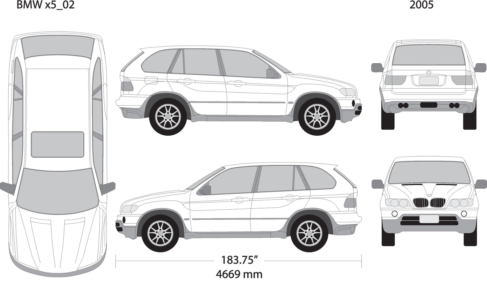 2005 Bmw X5 V01 Vehicle Wrap Template