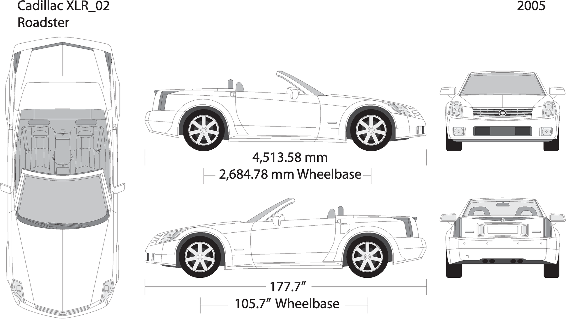 2005 Cadillac Xlr Roadster V02 Vehicle Wrap Template