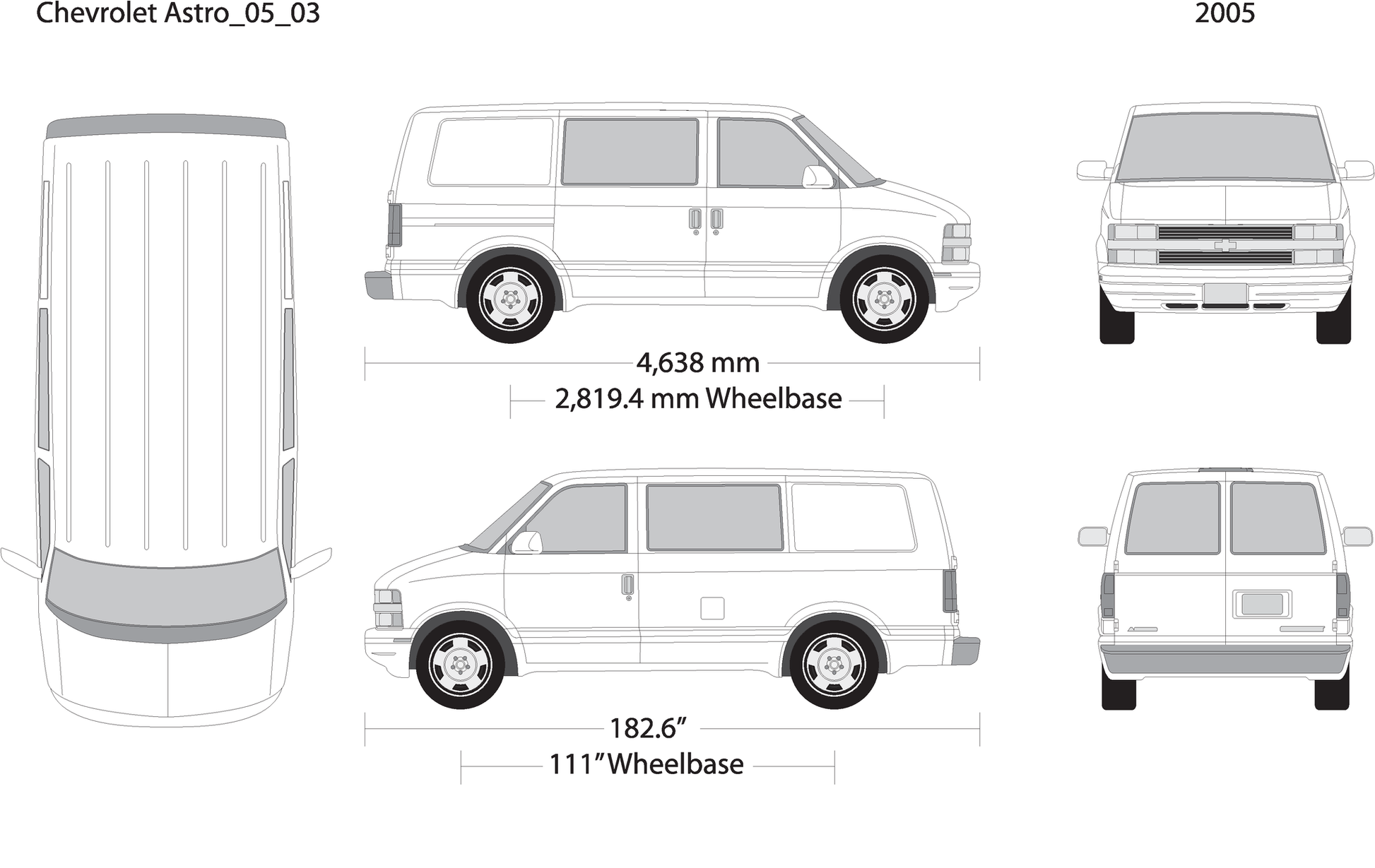 2005 Chevy Astro V03 Vehicle Wrap Template