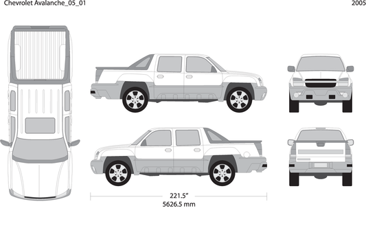 2005 Chevy Avalanche V01 Vehicle Wrap Template