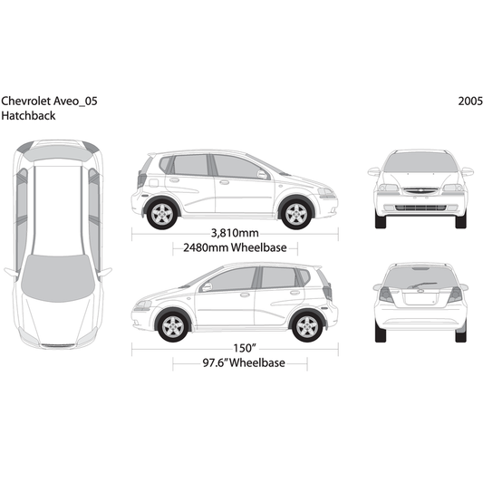 2005 Chevy Aveo Hatchback V05 Vehicle Wrap Template