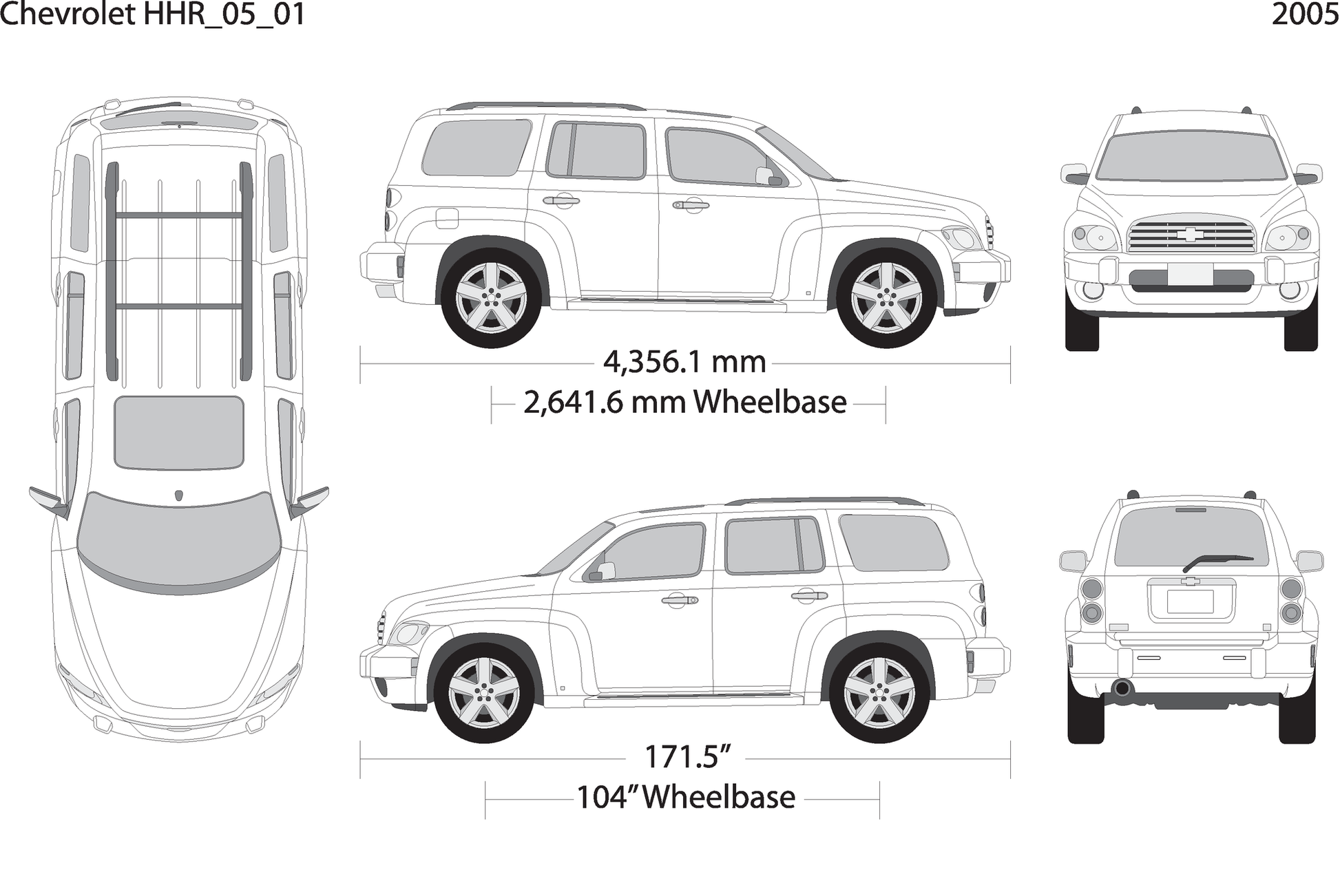 2005 Chevy Hhr V01 Vehicle Wrap Template