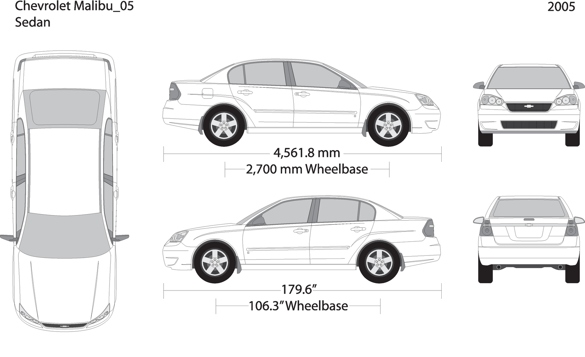 2005 Chevy Malibu V05 Vehicle Wrap Template