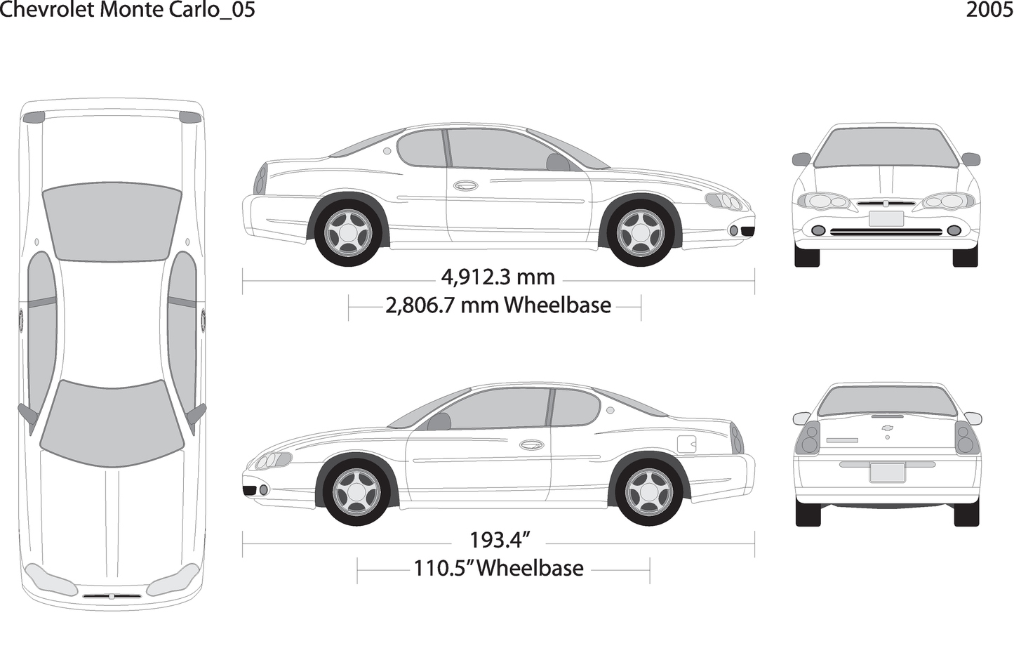 2005 Chevy Montcarl V05 Vehicle Wrap Template