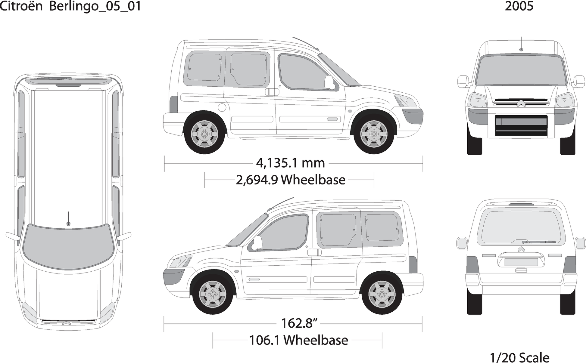 2005 Citroen Berlingo V01 Vehicle Wrap Template