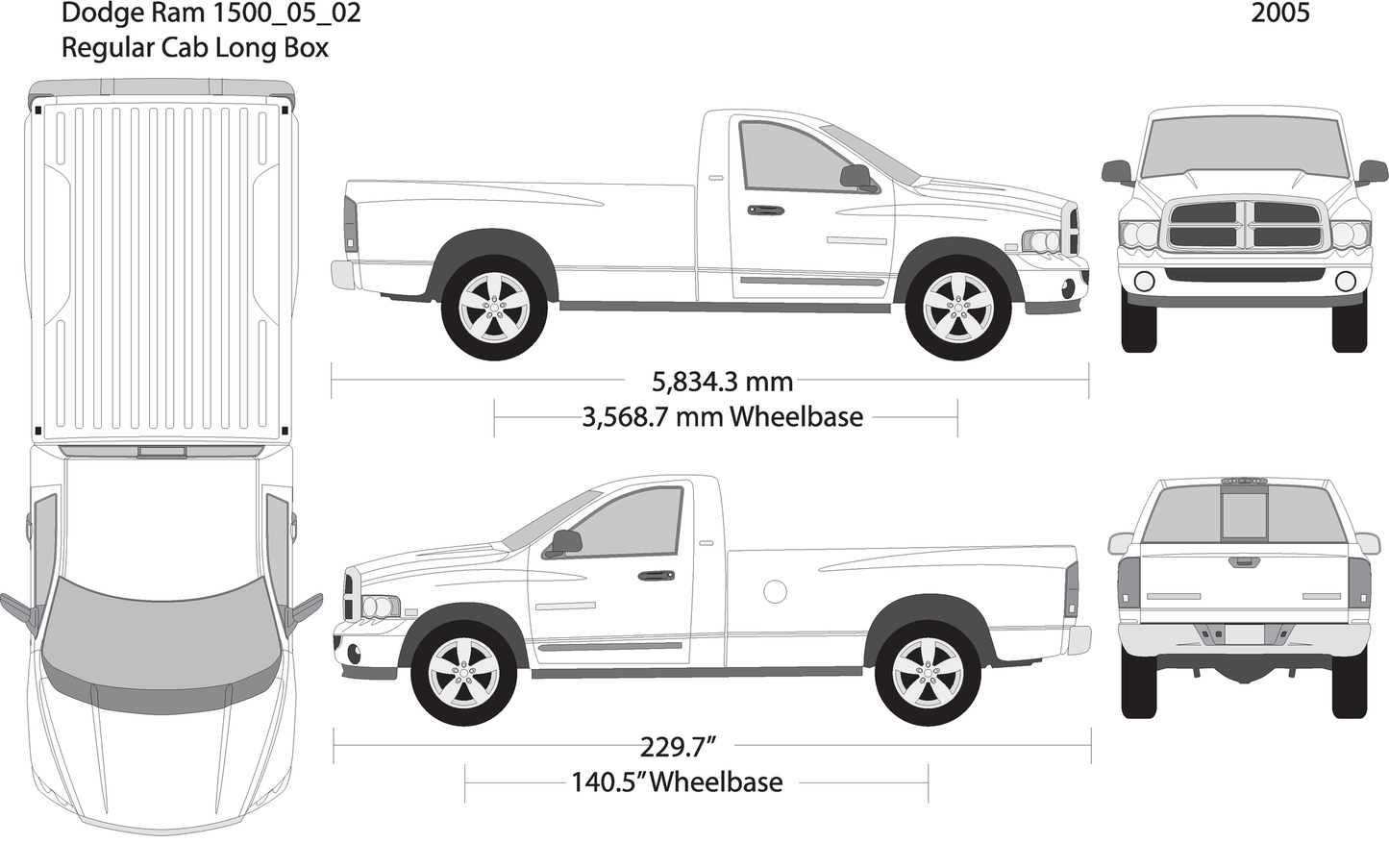 2005 Dodge Ram 1500 V02 Vehicle Wrap Template