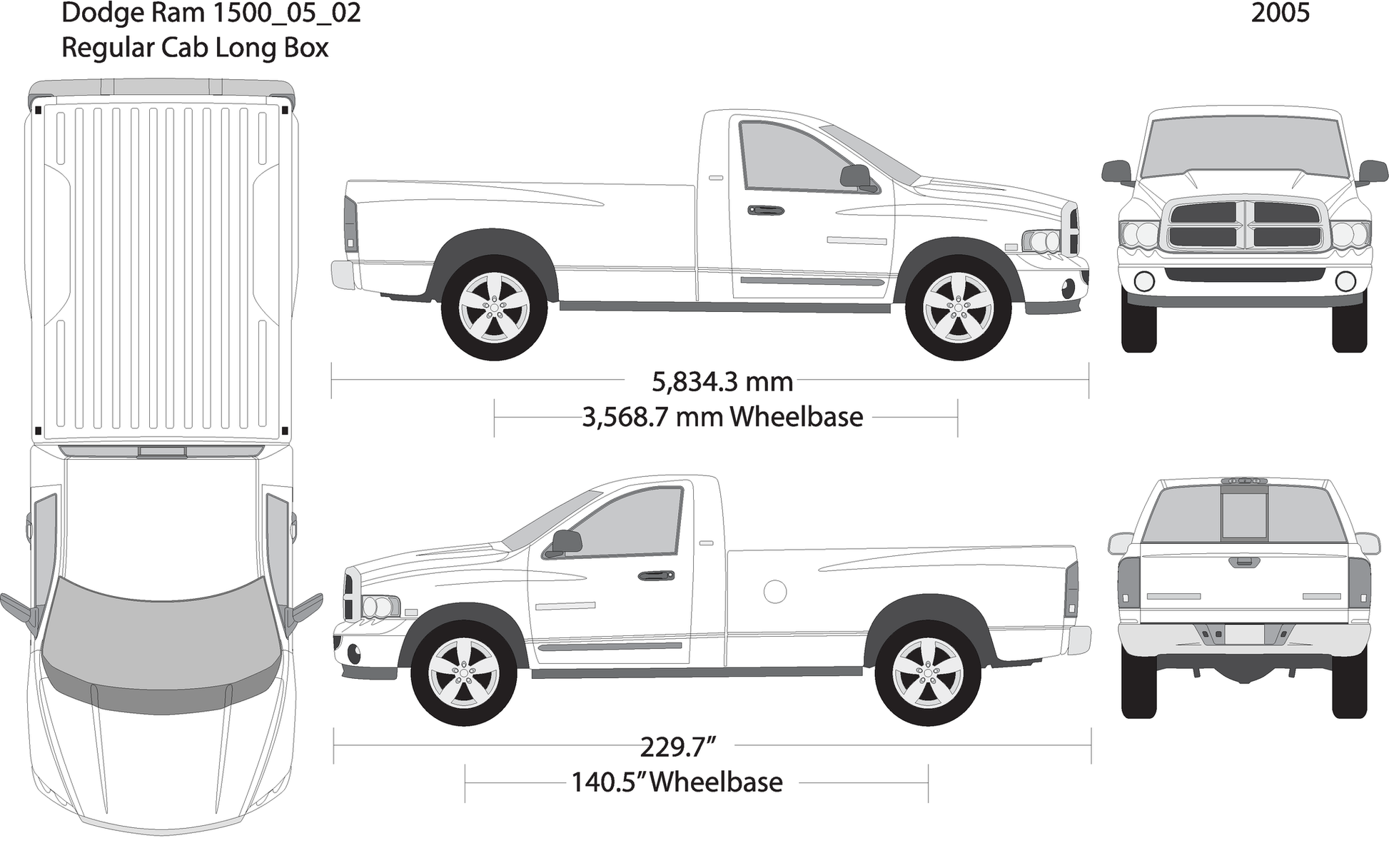 2005 Dodge Ram 1500 V02 Vehicle Wrap Template