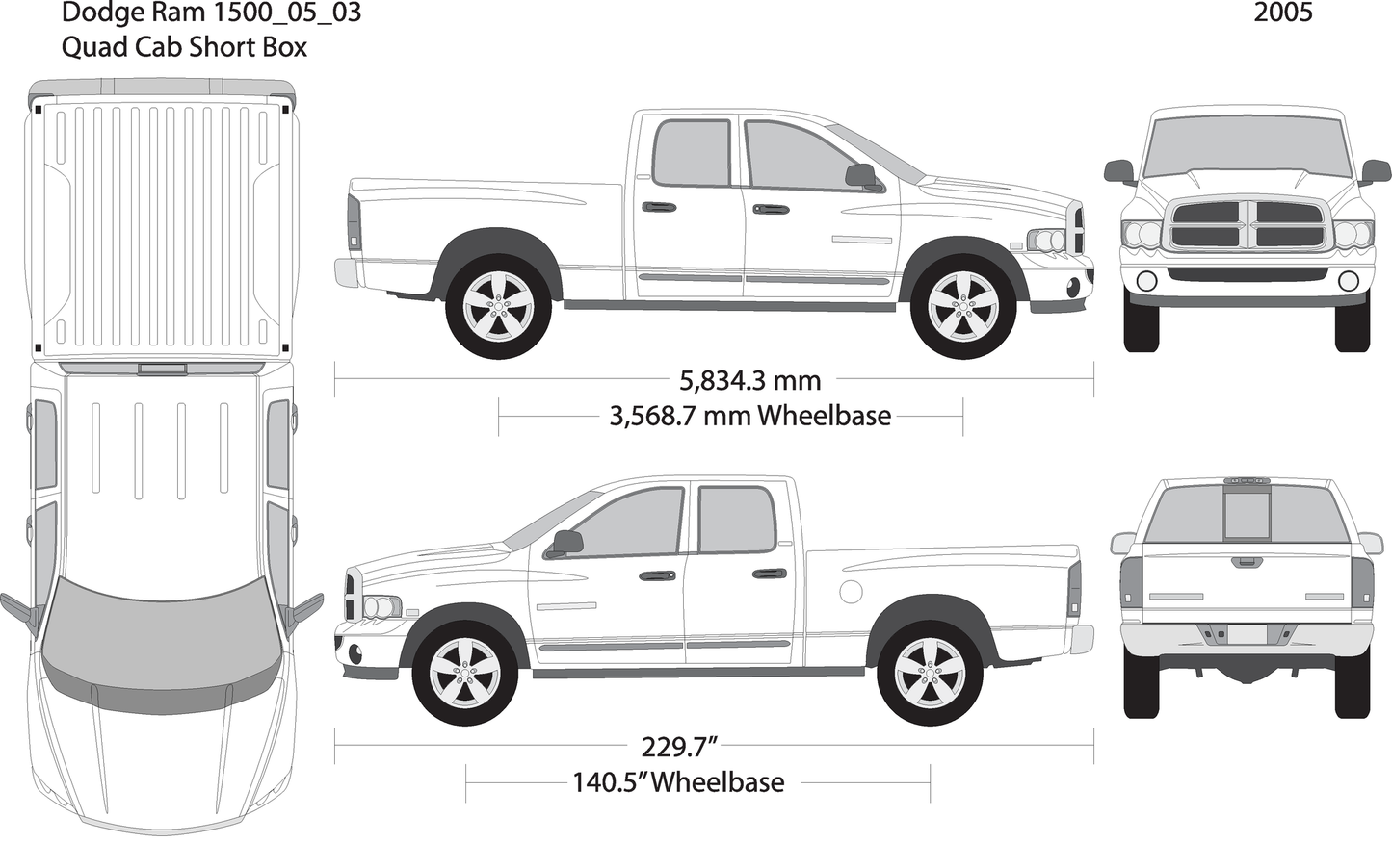 2005 Dodge Ram 1500 V03 Vehicle Wrap Template