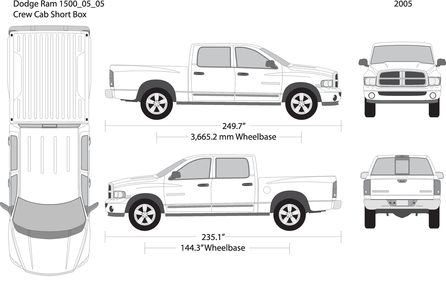 2005 Dodge Ram 1500 V05 Vehicle Wrap Template