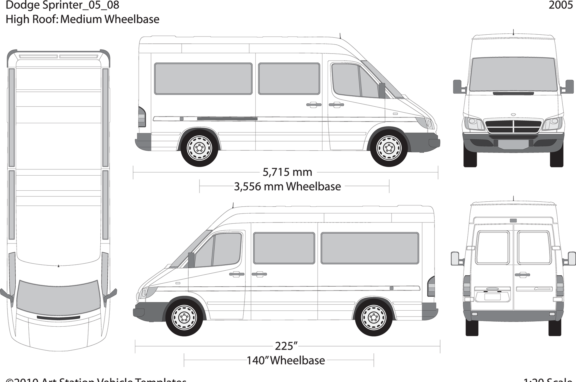 2005 Dodge Sprinter V08 Vehicle Wrap Template