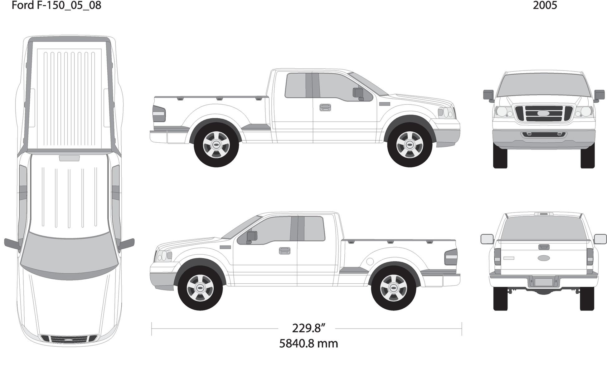 2005 Ford F 150 V08 Vehicle Wrap Template