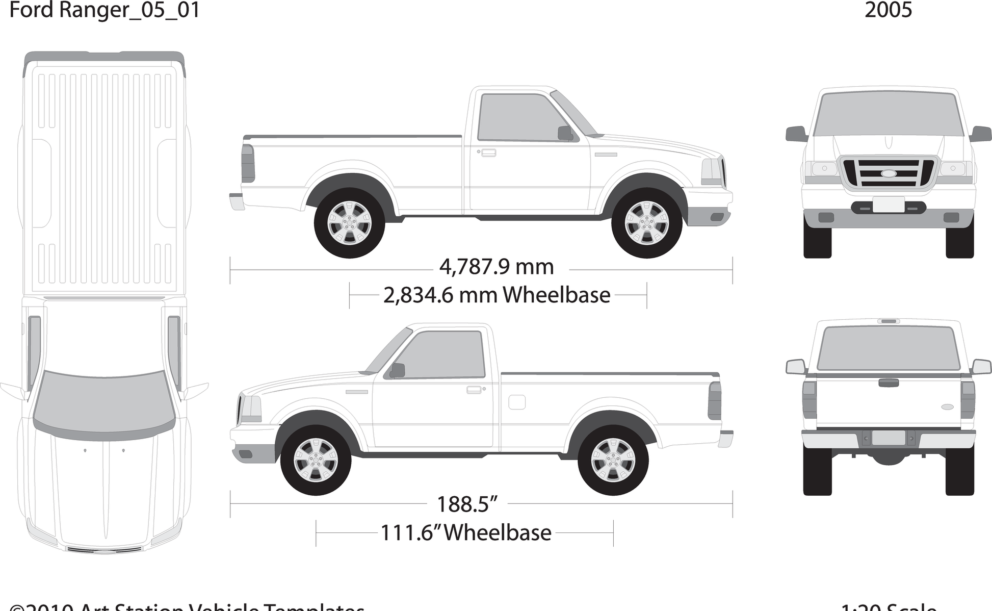 2005 Ford Ranger V01 Vehicle Wrap Template