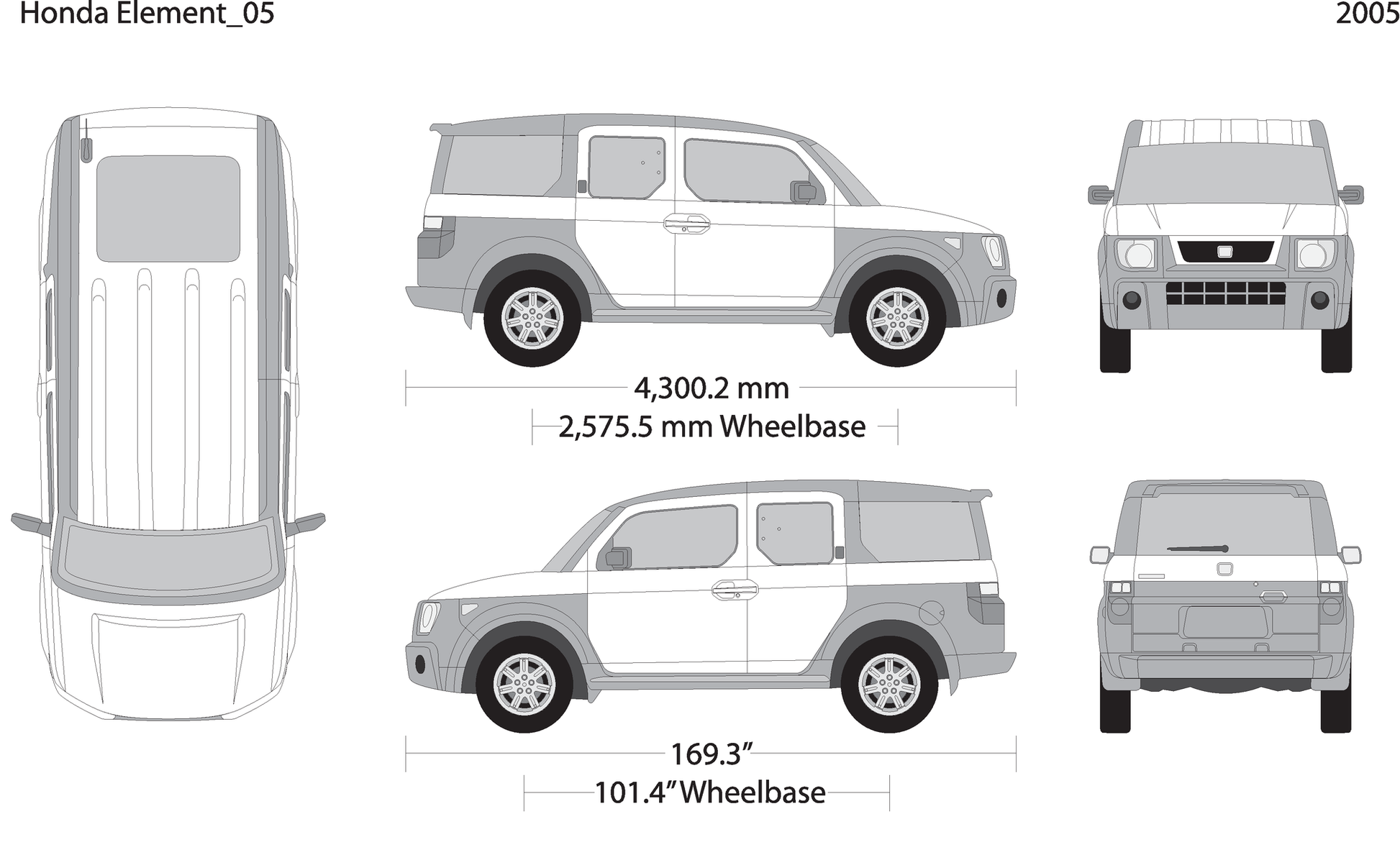 2005 Honda Element V05 Vehicle Wrap Template