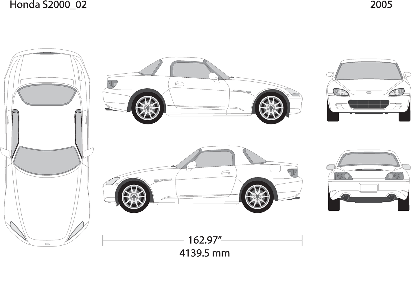 2005 Honda S2000 V02 Vehicle Wrap Template