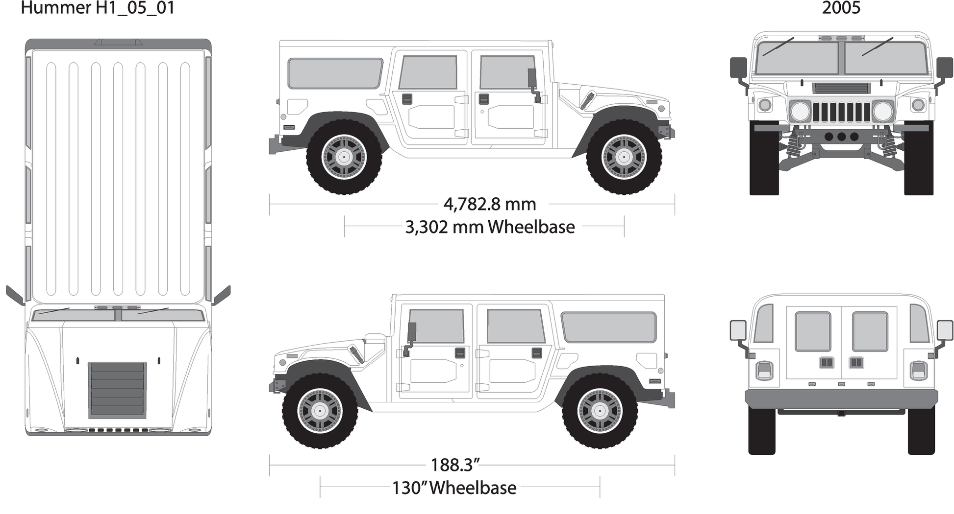 2005 Hummer H1 V01 Vehicle Wrap Template
