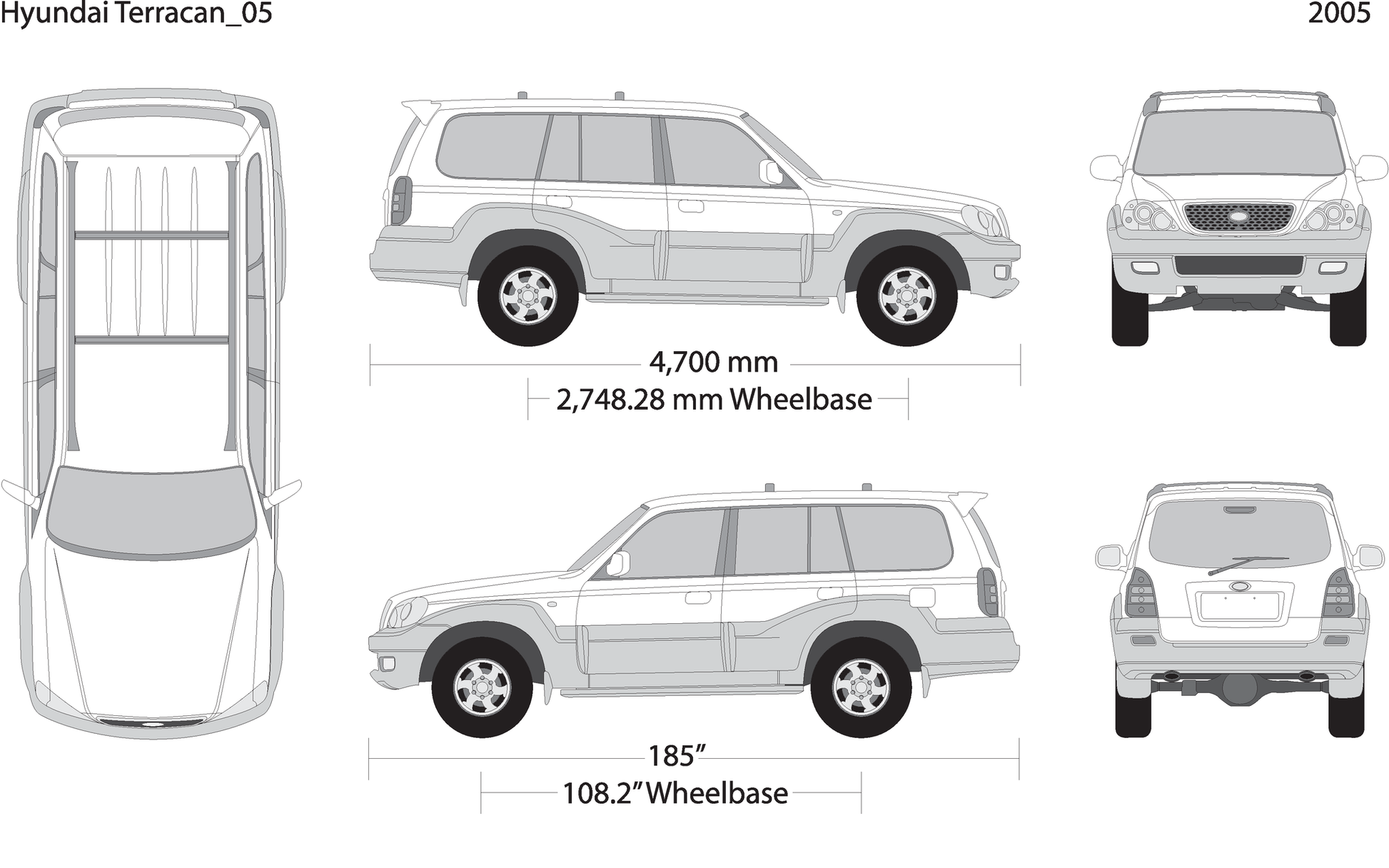 2005 Hyundai Terracan V05 Vehicle Wrap Template