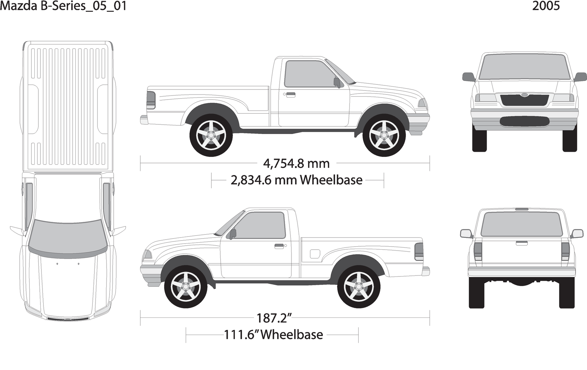 2005 Mazda B Series V01 Vehicle Wrap Template