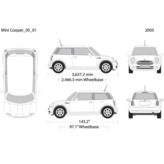 2005 Mini Cooper Mini Hardtop V01 Vehicle Wrap Template