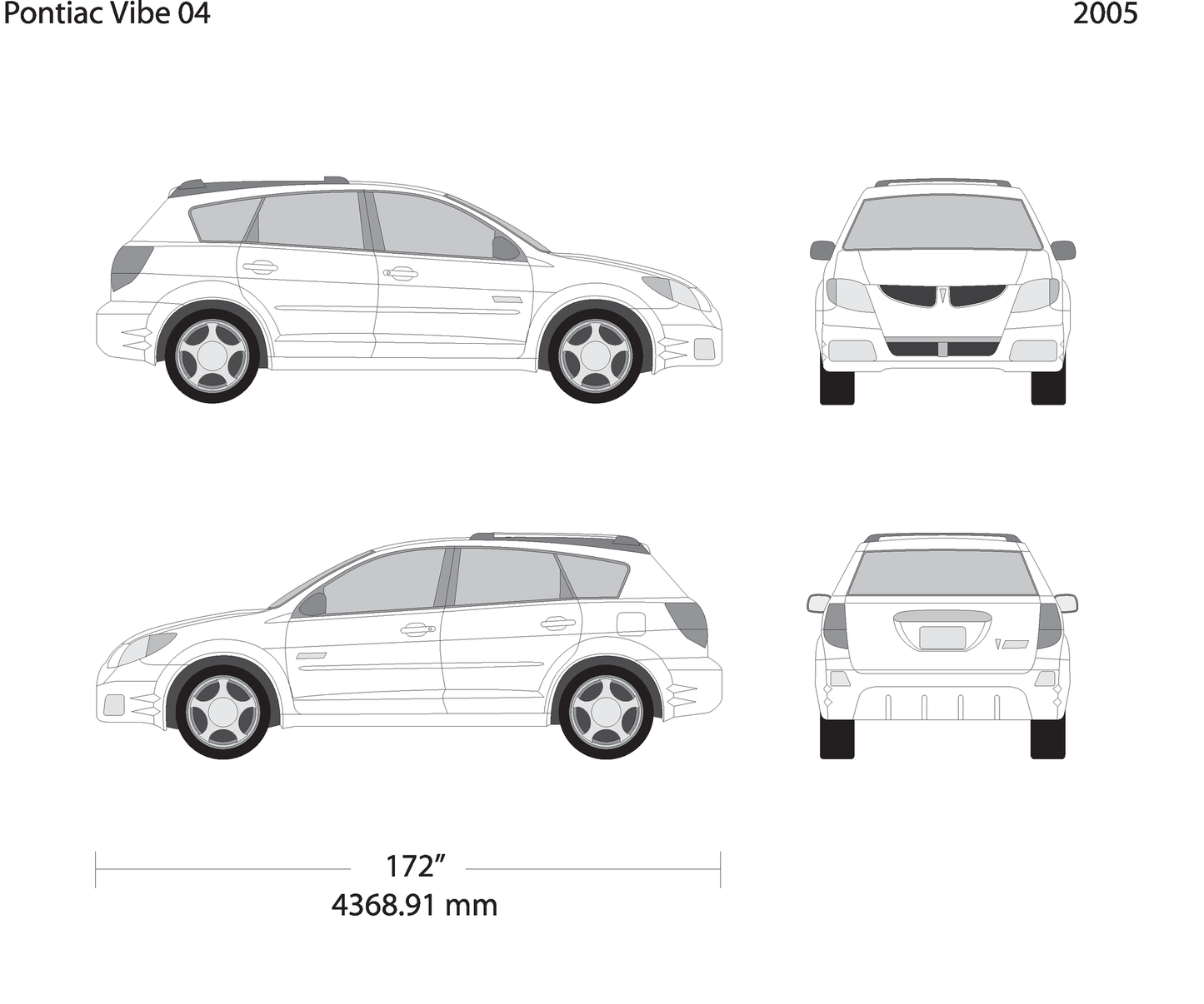 2005 Pontiac Vibe V04 Vehicle Wrap Template