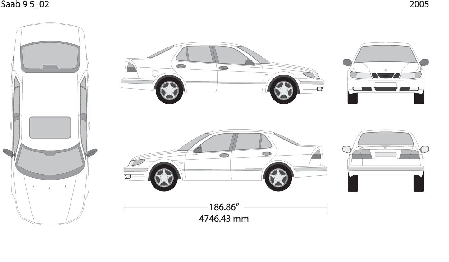 2005 Saab 9 5 V02 Vehicle Wrap Template