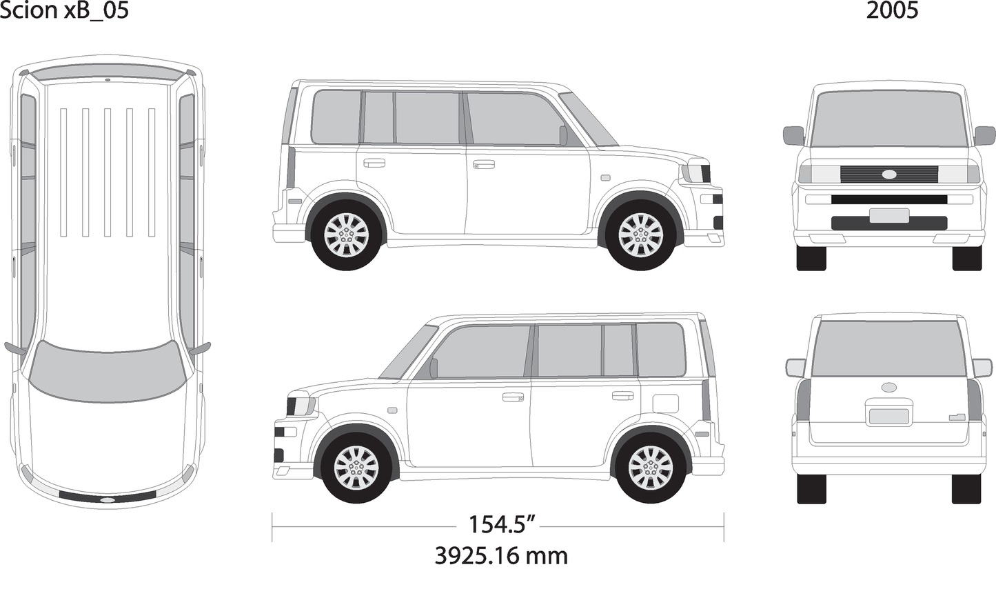 2005 Scion Xb V05 Vehicle Wrap Template