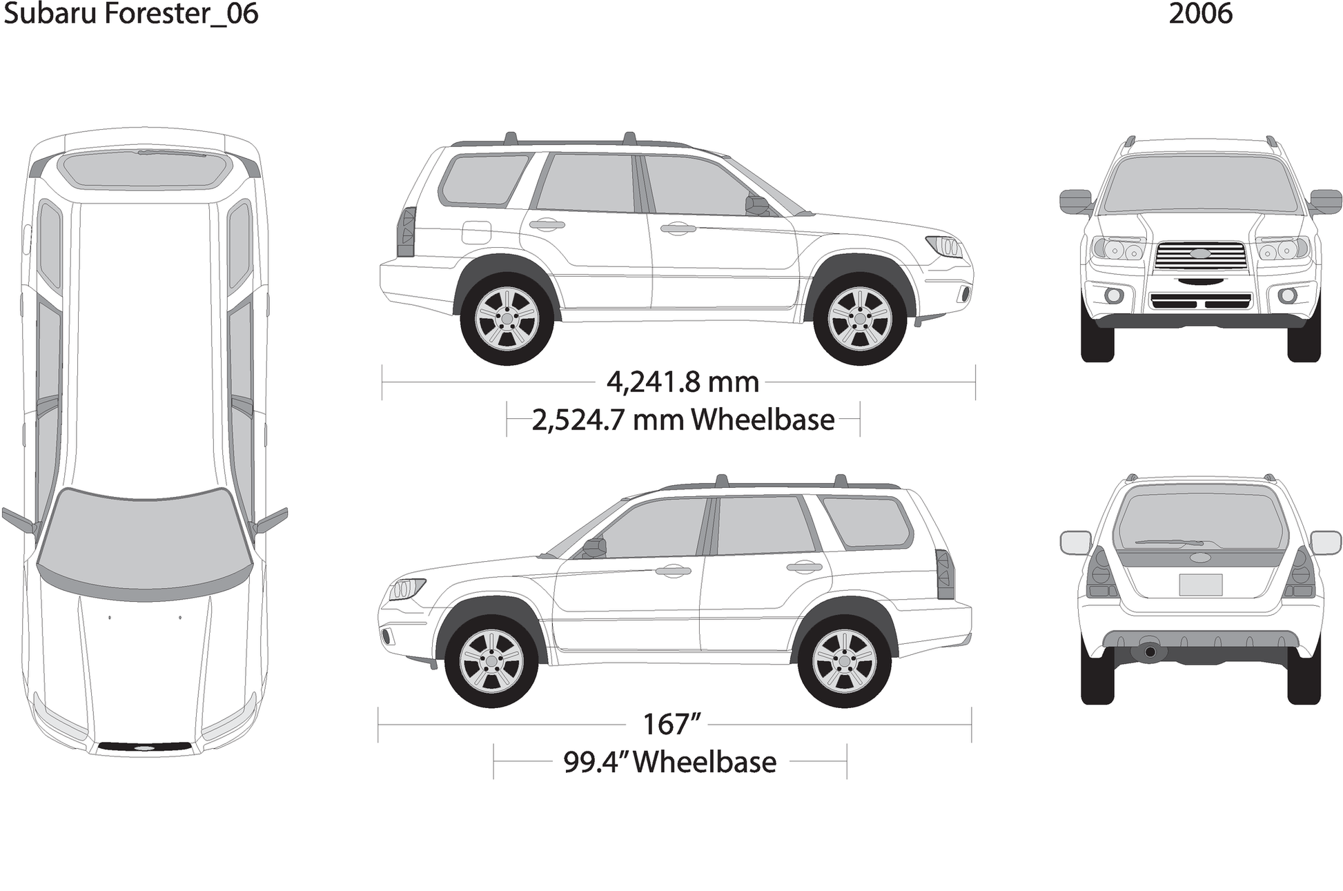 2005 Subaru Forester V06 Vehicle Wrap Template