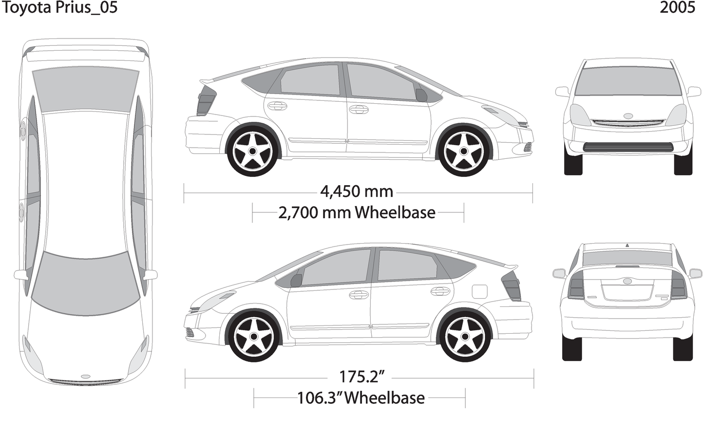 2005 Toyota Prius V05 Vehicle Wrap Template