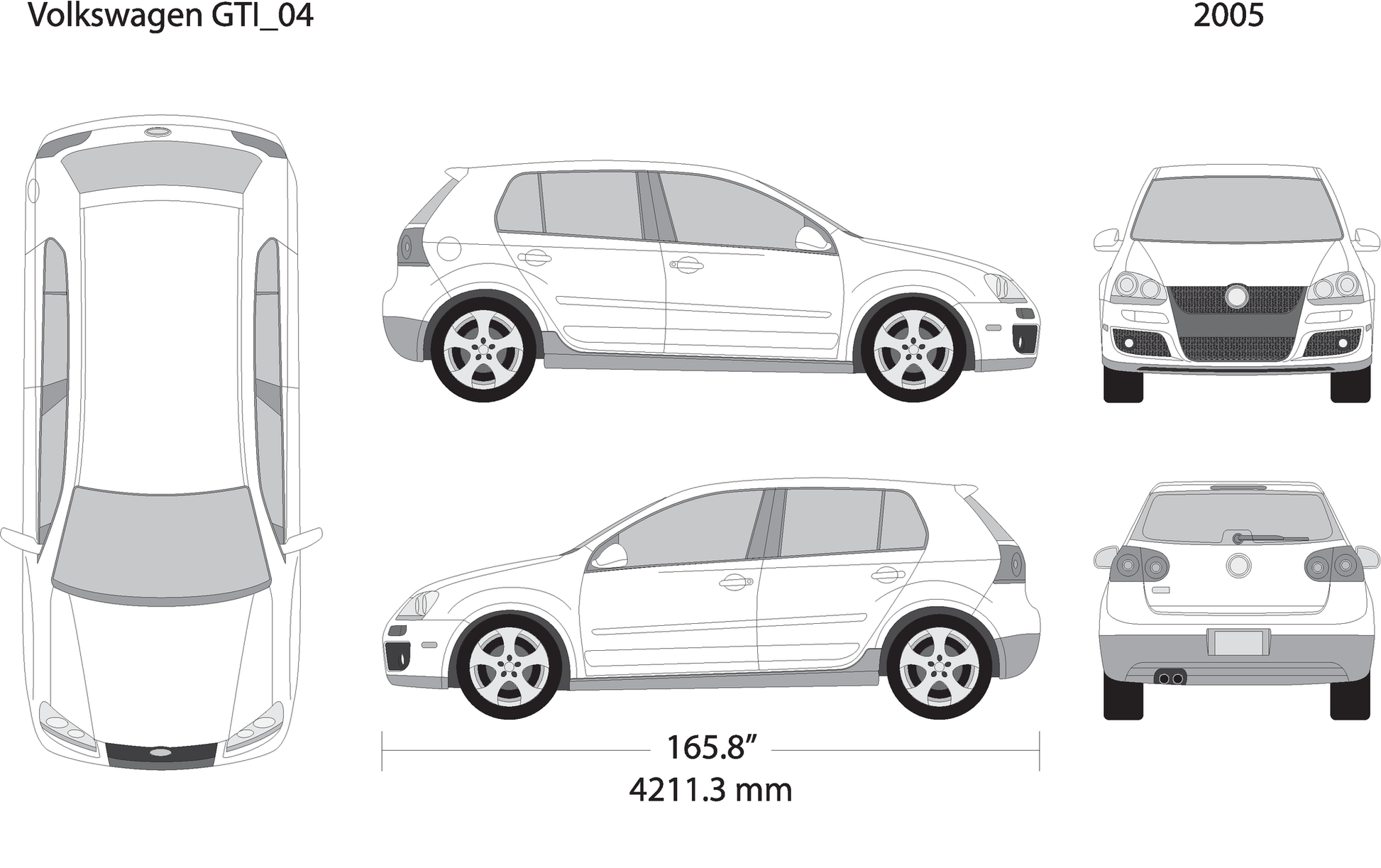 2005 Volkswagen Gti V04 Vehicle Wrap Template