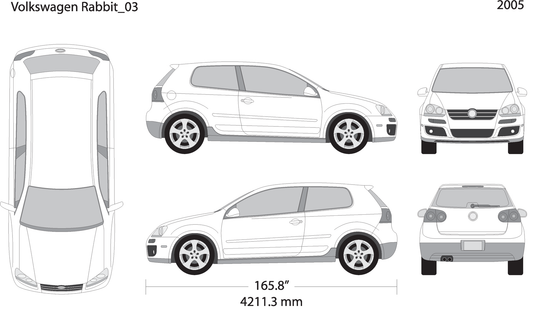 2005 Volkswagen Rabbit V03 Vehicle Wrap Template