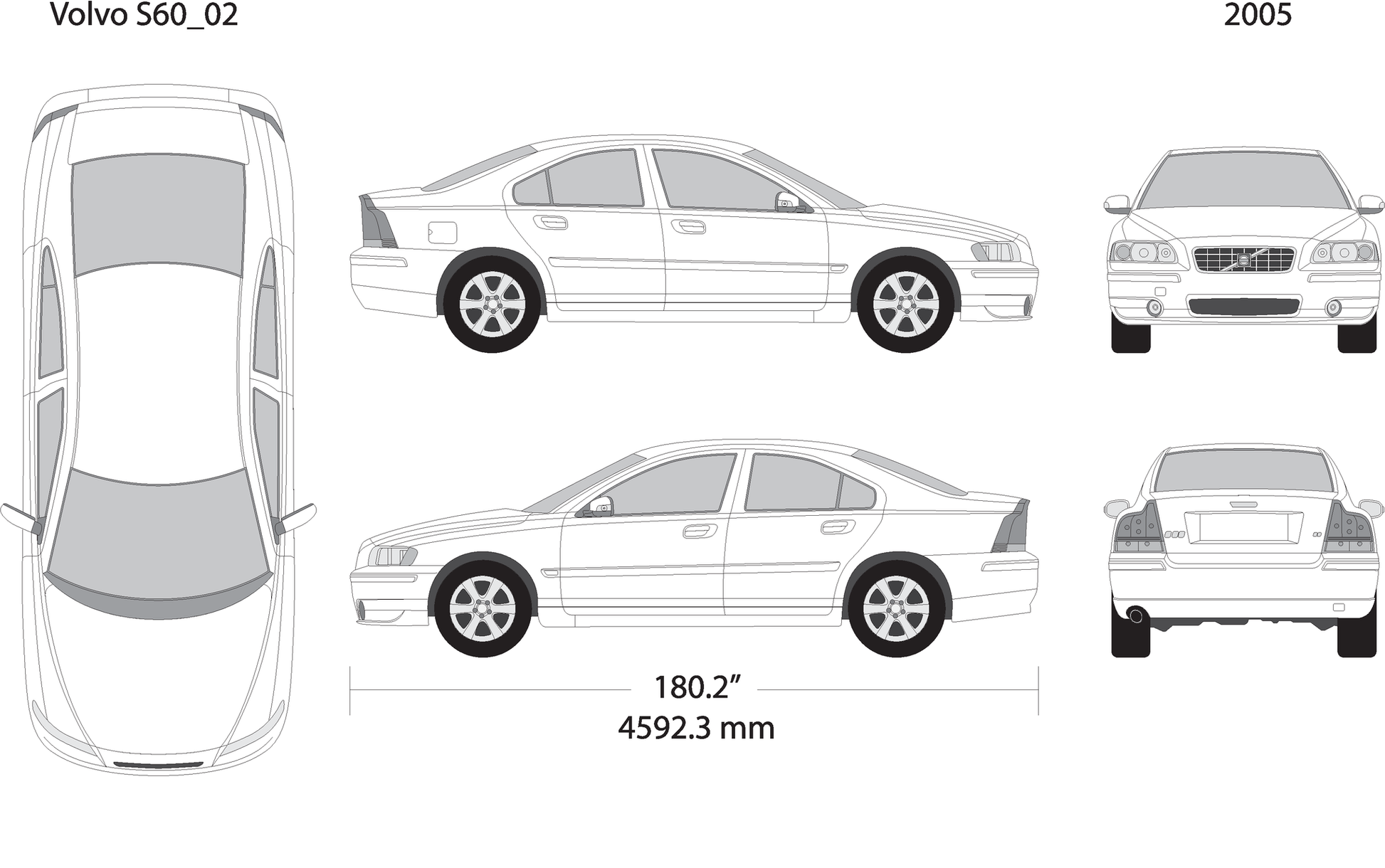2005 Volvo Volvo S60 V02 Vehicle Wrap Template