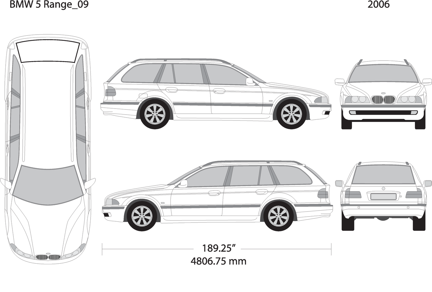 2006 Bmw 5 V09 Vehicle Wrap Template