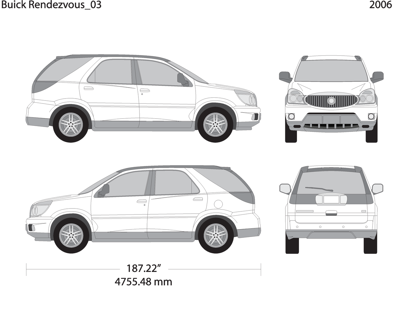 2006 Buick Rendezvous V03 Vehicle Wrap Template