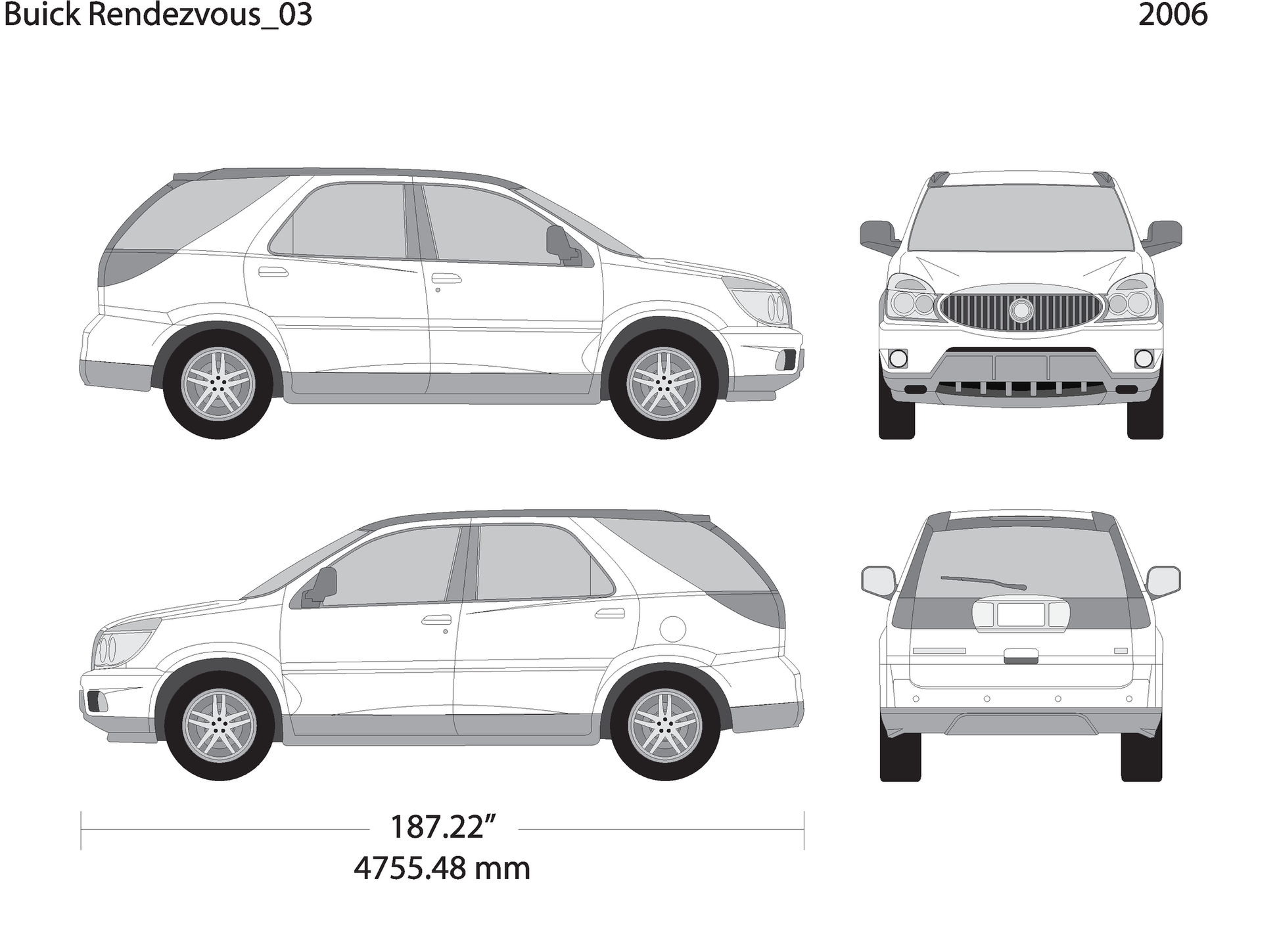 2006 Buick Rendezvous V03 Vehicle Wrap Template