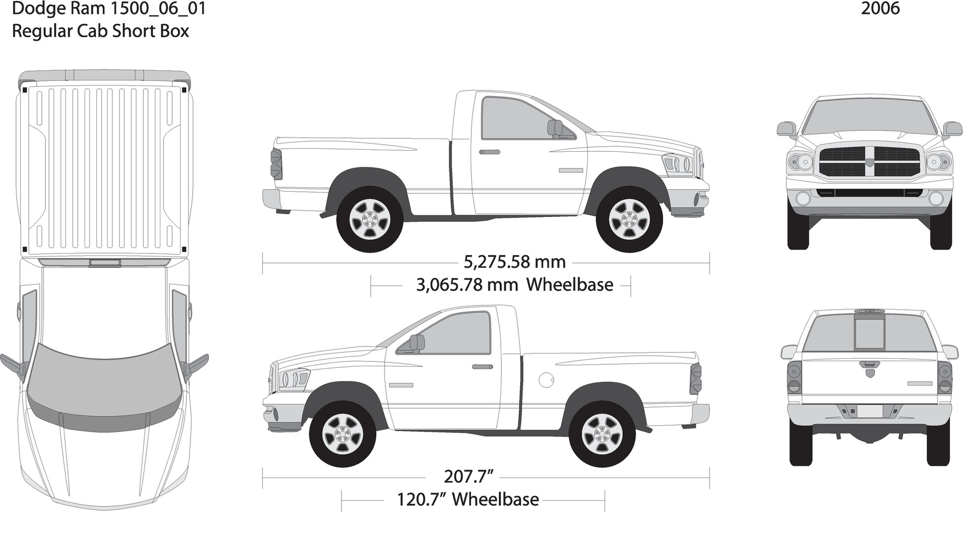 2006 Dodge Ram 1500 V01 Vehicle Wrap Template
