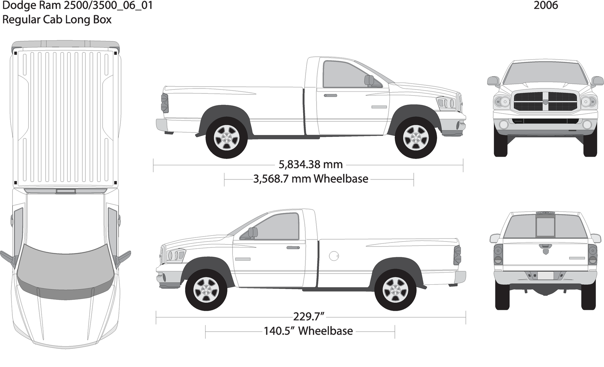 2006 Dodge Ram 2500 3500 V01 Vehicle Wrap Template