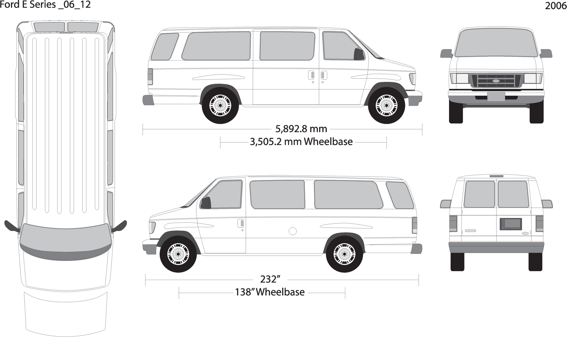 2006 Ford E Series V12 Vehicle Wrap Template