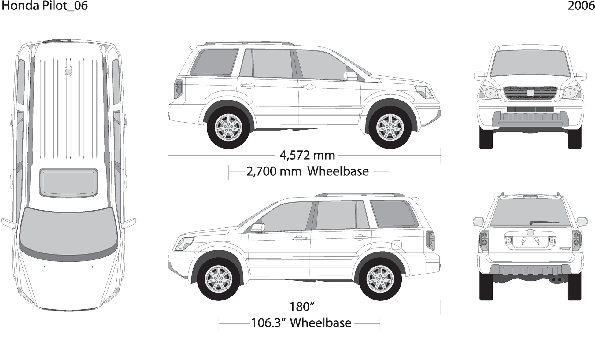 2006 Honda Pilot V06 Vehicle Wrap Template