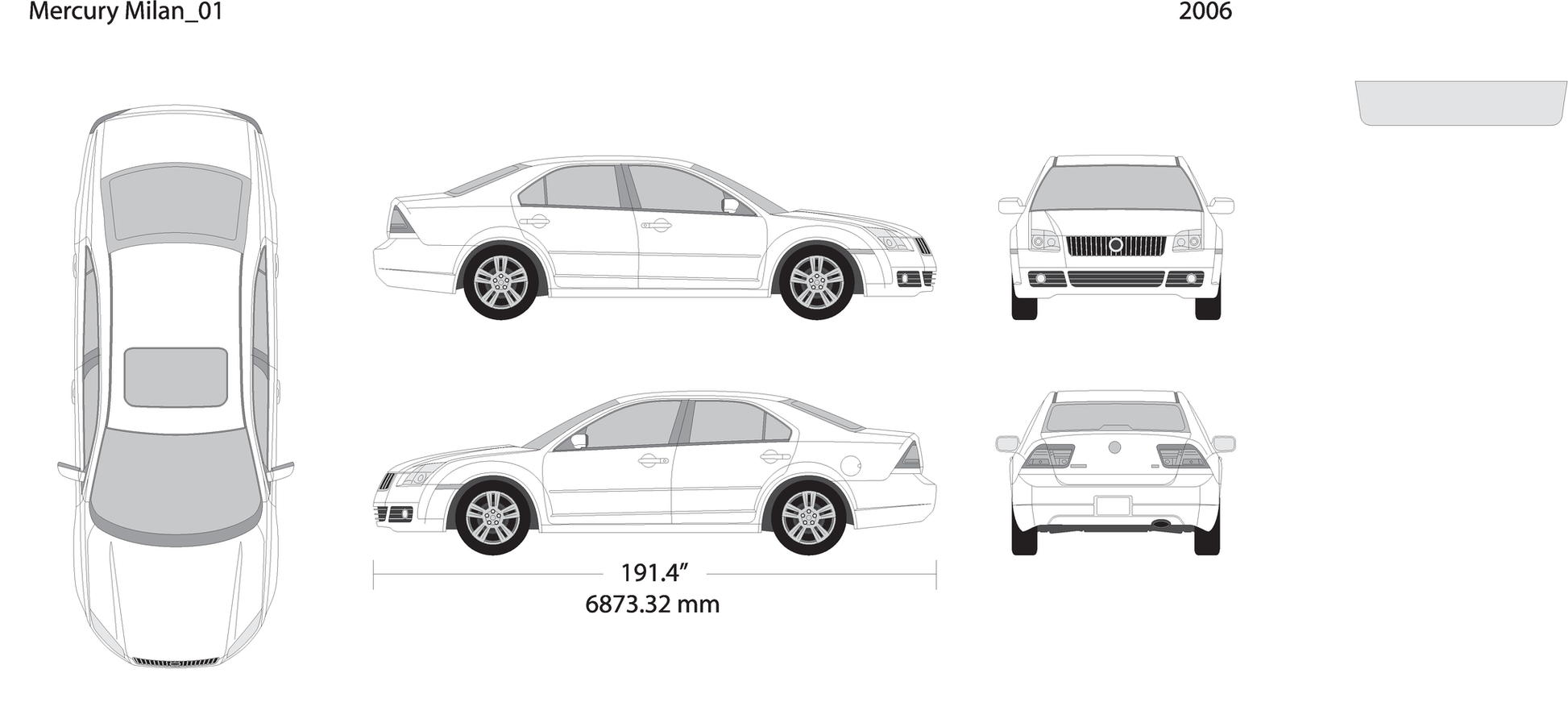 2006 Mercury Milan V01 Vehicle Wrap Template