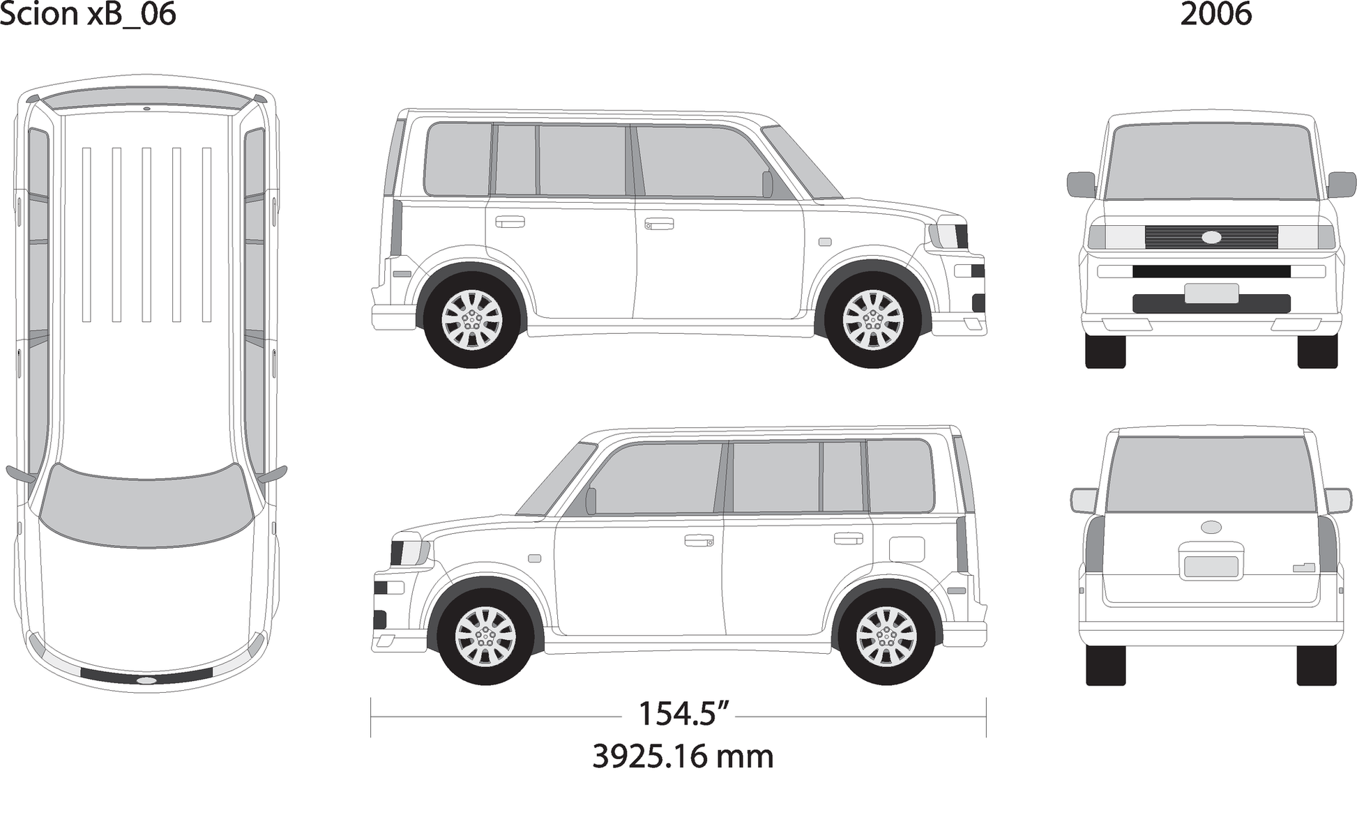 2006 Scion Xb V06 Vehicle Wrap Template