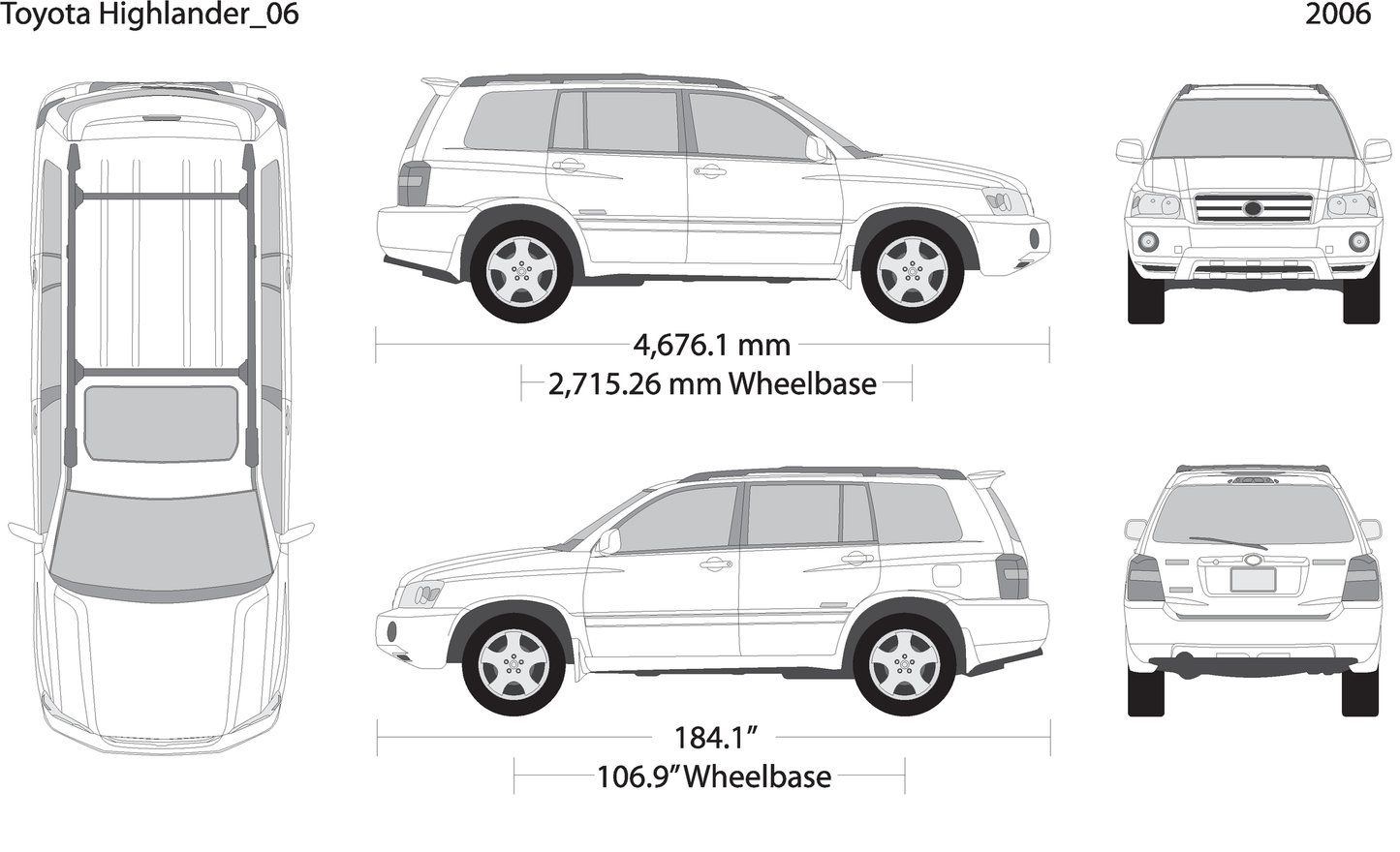 2006 Toyota Highlander V06 Vehicle Wrap Template