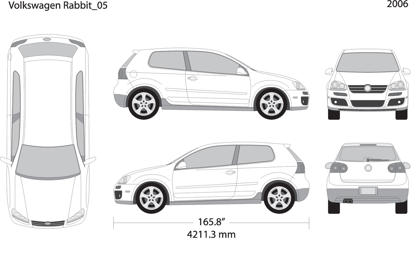 2006 Volkswagen Rabbit V05 Vehicle Wrap Template