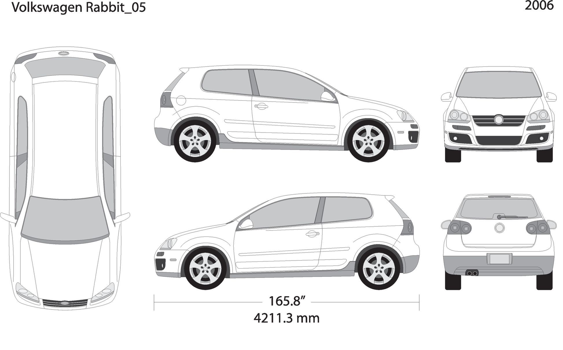 2006 Volkswagen Rabbit V05 Vehicle Wrap Template