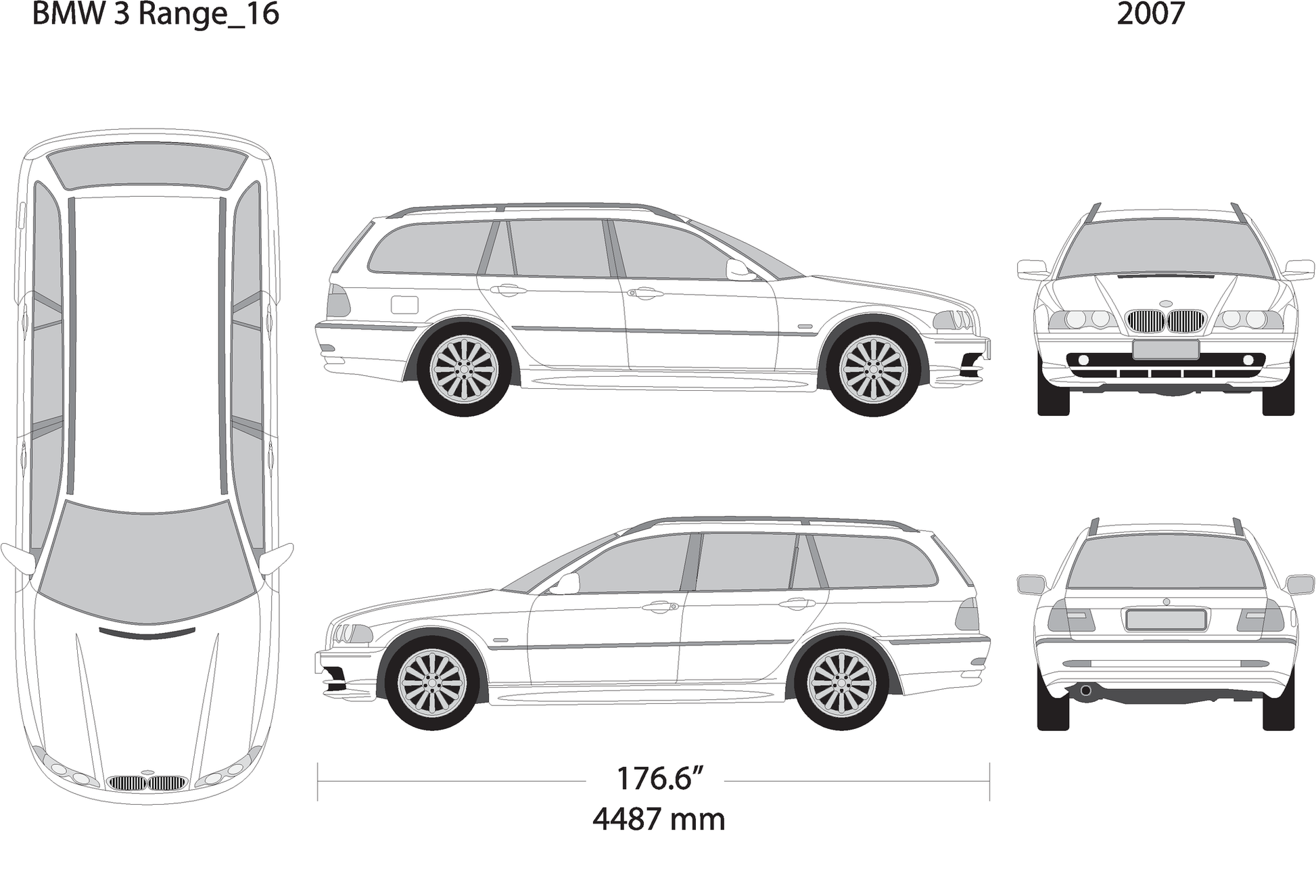 2007 Bmw 3 V16 Vehicle Wrap Template