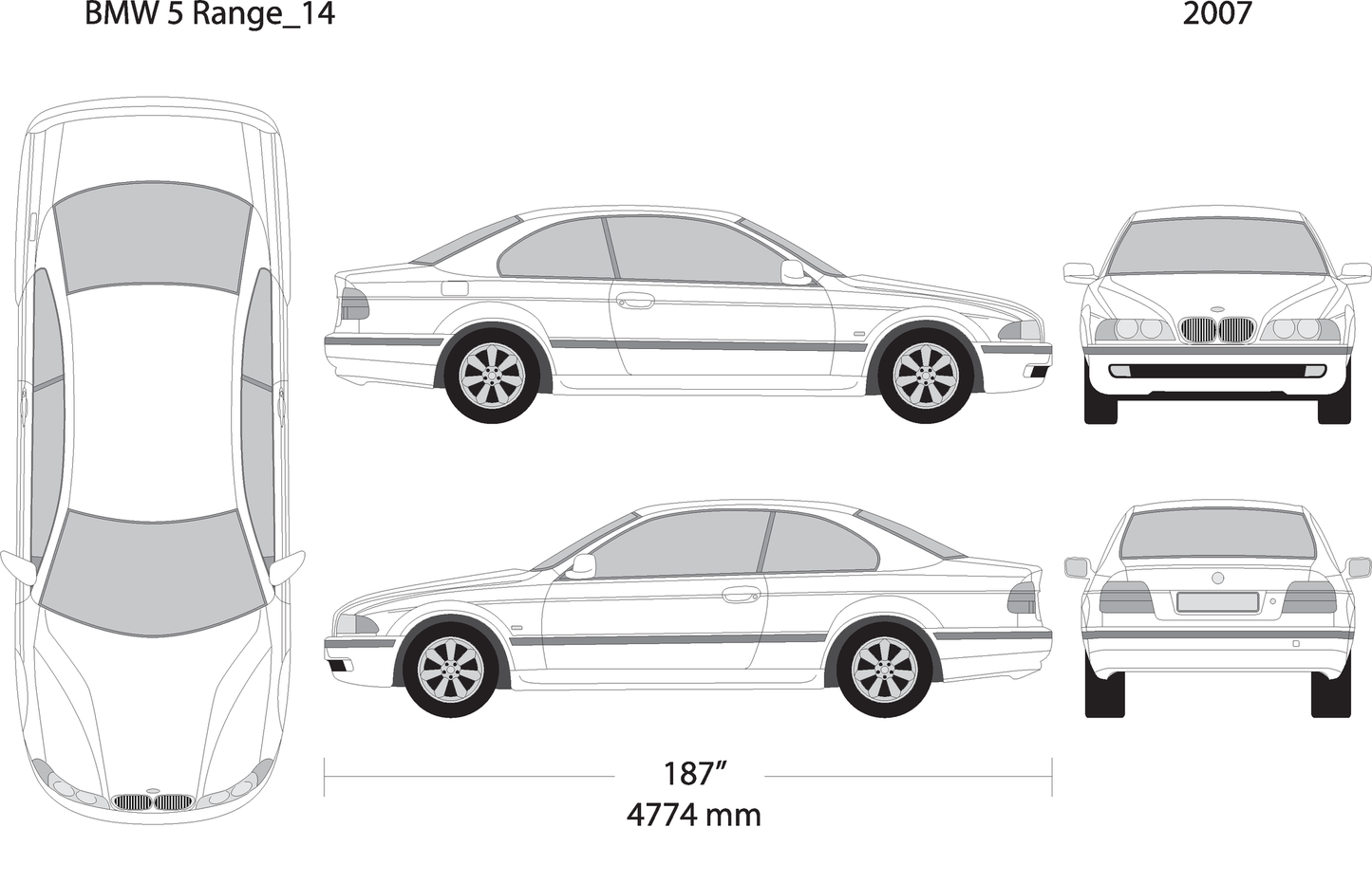 2007 Bmw 5 V14 Vehicle Wrap Template