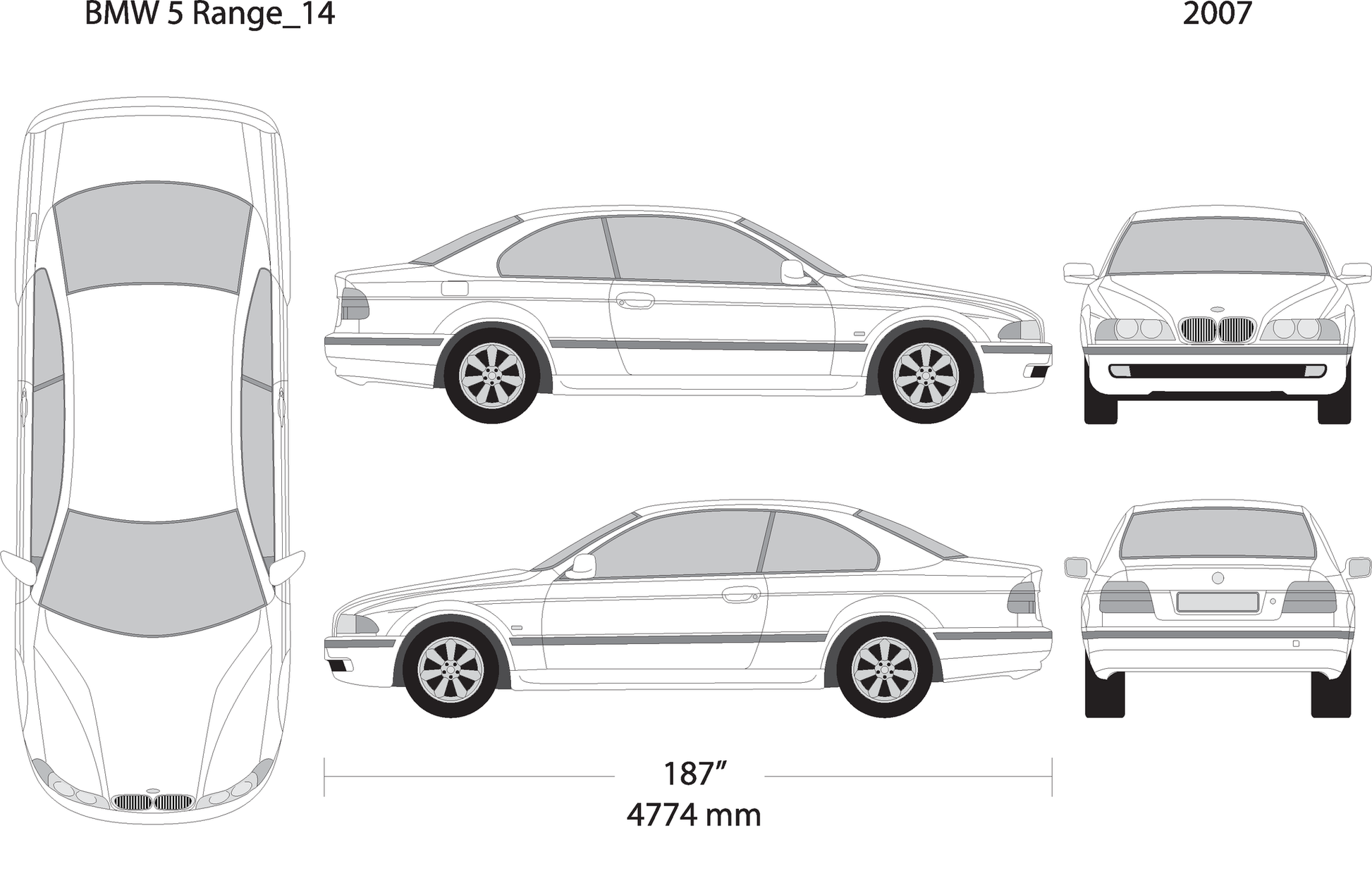 2007 Bmw 5 V14 Vehicle Wrap Template
