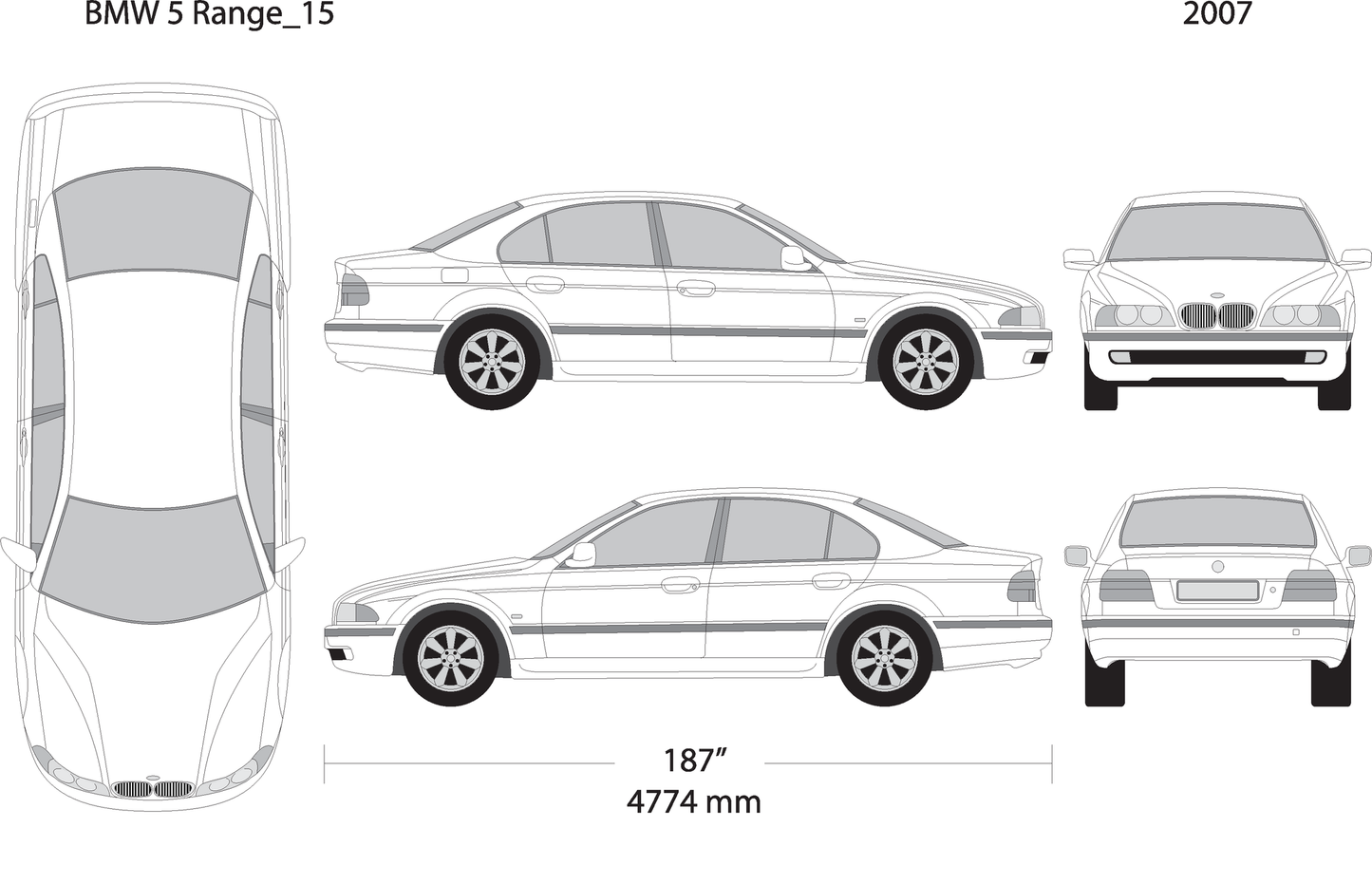 2007 Bmw 5 V15 Vehicle Wrap Template