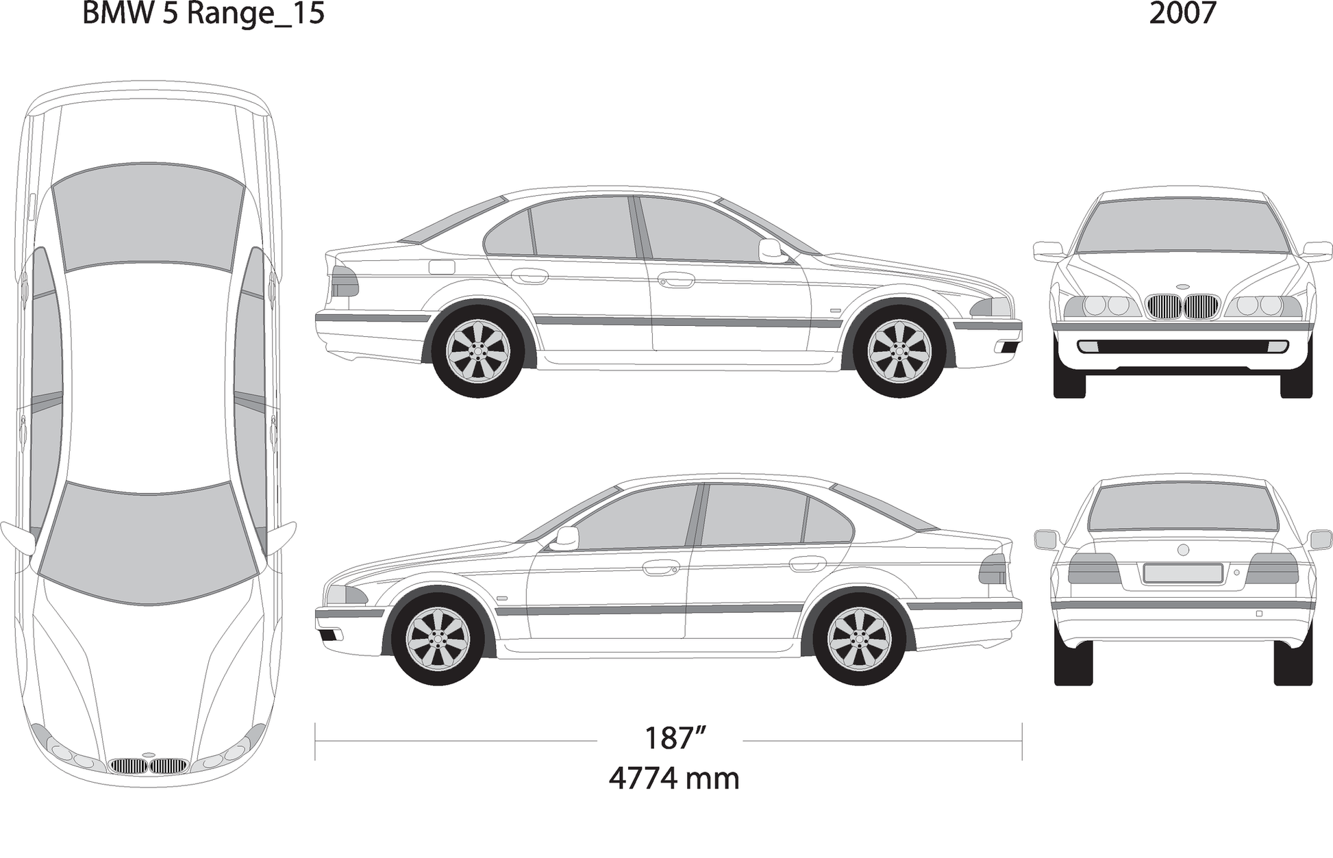 2007 Bmw 5 V15 Vehicle Wrap Template