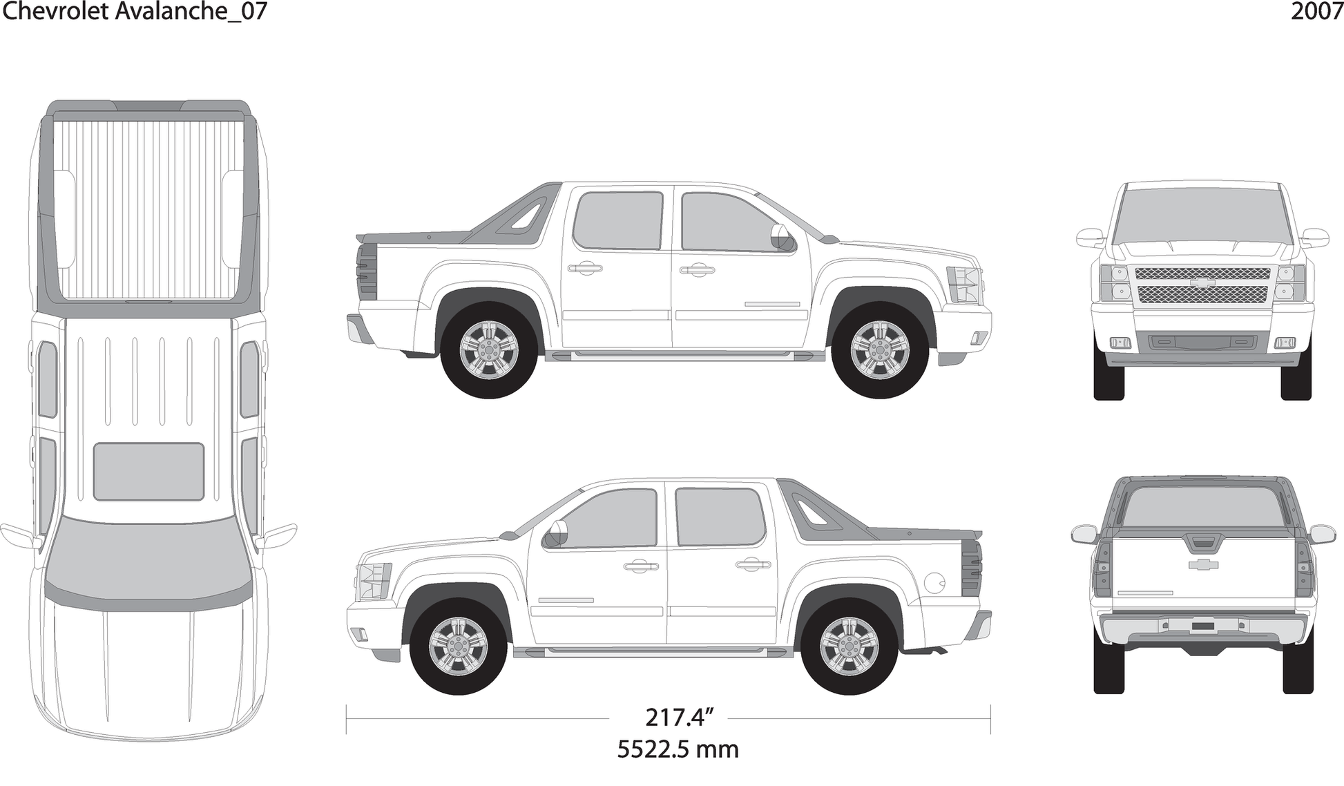2007 Chevy Avalanche V01 Vehicle Wrap Template